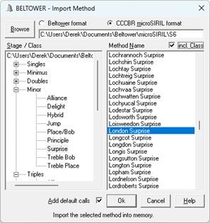 Importing from CCCBR method library